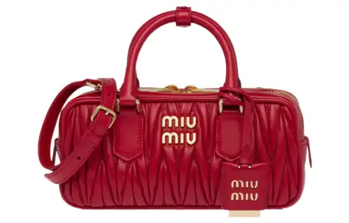 MIU MIU Matelassé Sheepskin Shoulder Bag, Crossbody Bag, Handbag Regular Women's Red