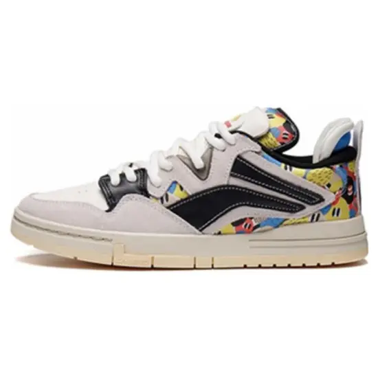 LiNing Wei Wu PRO Skateboard Shoes Men Low-Top Ecru Black/Yellow Blue
