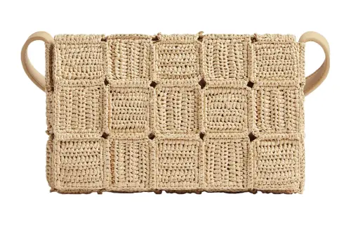 Bottega Veneta Raffia Shoulder Bag, Crossbody Bag Women's Natural