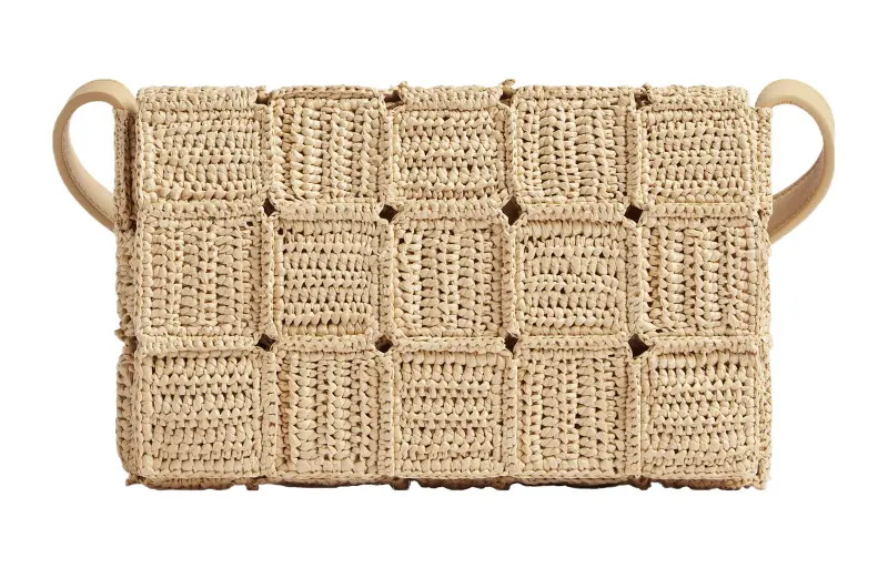 Bottega Veneta Raffia Shoulder Bag, Crossbody Bag Women's Natural