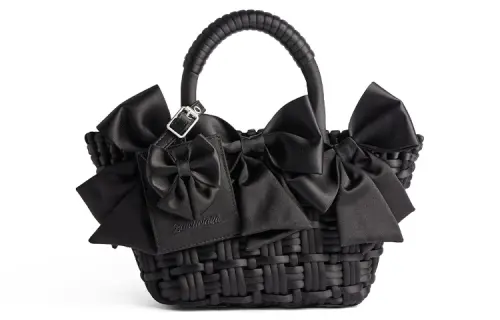 Balenciaga Bistro Satin Basket Bag, Shoulder Bag, Crossbody Bag, Handbag Extra Small Women's Black
