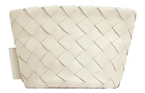 Bottega Veneta Sheepskin Bucket Bag Clutch Mini Women's White