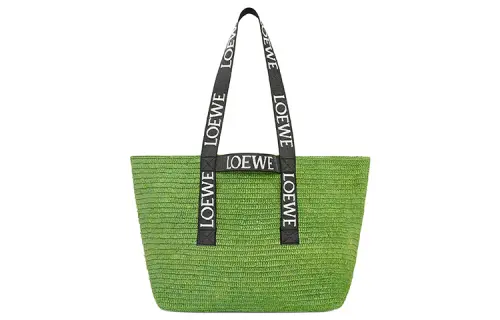 LOEWE Raffia Fiber One Shoulder Handbag Regular Women's Green/Black