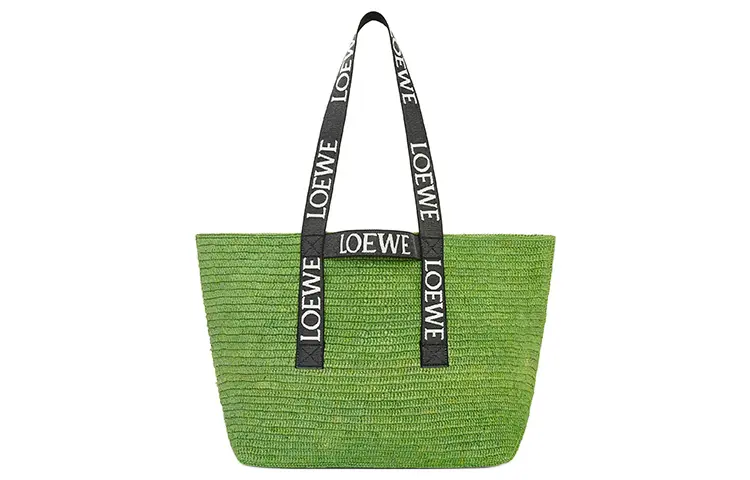 LOEWE Raffia Fiber One Shoulder Handbag Regular Women's Green/Black