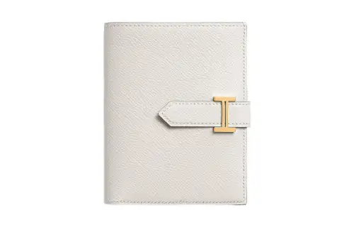 HERMES Bearn Epsom Calfskin Wallet Unisex Light Gray