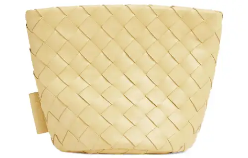 Bottega Veneta Lambskin Bucket Bag Clutch Small Women's Light Yellow
