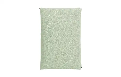 HERMES Calvi Silver Tone Buckle Mysore Goat Skin Wallet, Coin Purse, Card Holder Women's Bubble Green