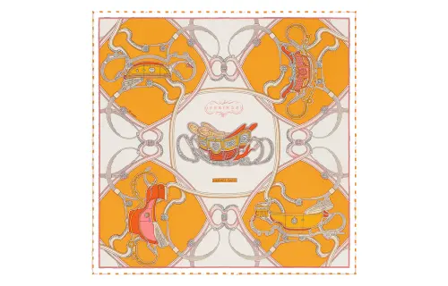 HERMES Silk Scarves Women's Orange