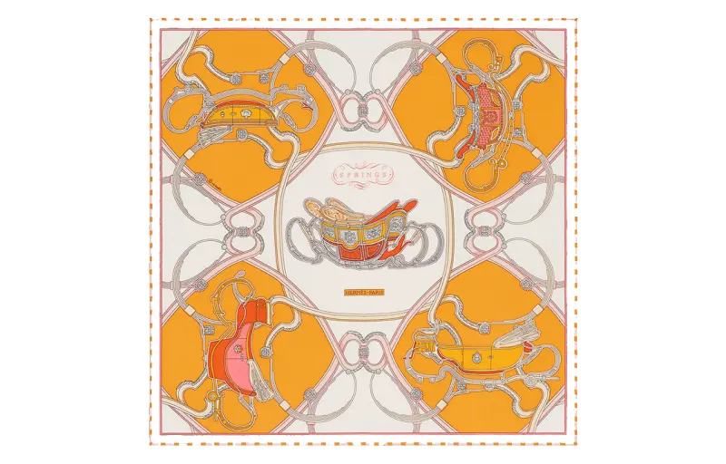 HERMES Silk Scarves Women's Orange