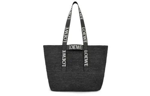 LOEWE Raffia Fiber Handbag Women's Black