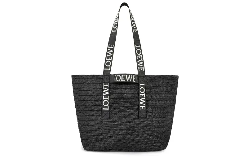 LOEWE Raffia Fiber Handbag Women's Black