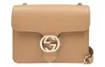 GUCCI Calfskin Messenger Bag, Trunk Bag, Handbag, Shoulder Bag, Crossbody Bag Small Women's Light Umber
