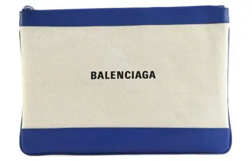 Balenciaga Canvas With Leather Canvas Bag Clutch Women's Blue/White