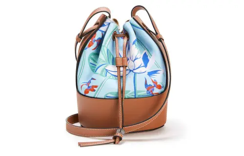 LOEWE Canvas With Calfskin Bucket Bag, Shoulder Bag, Crossbody Bag Small Women's Blue/Brown