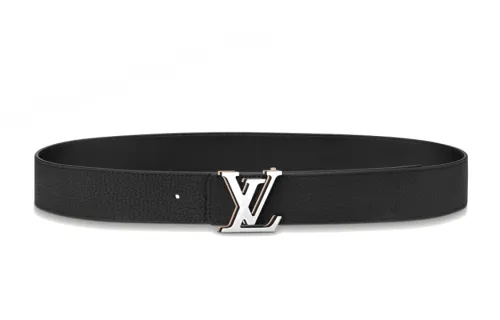 LOUIS VUITTON Optic Calfskin Leather Belts Men's Black Width 4cm