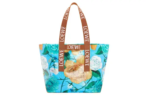 LOEWE Canvas Handbag, Shoulder Bag Women's Sky Blue/Tan
