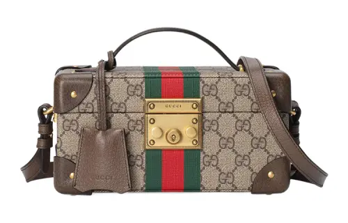 GUCCI Canvas With Leather Makeup Bag, Handbag, Shoulder Bag, Crossbody Bag Women's Beige/Ebony