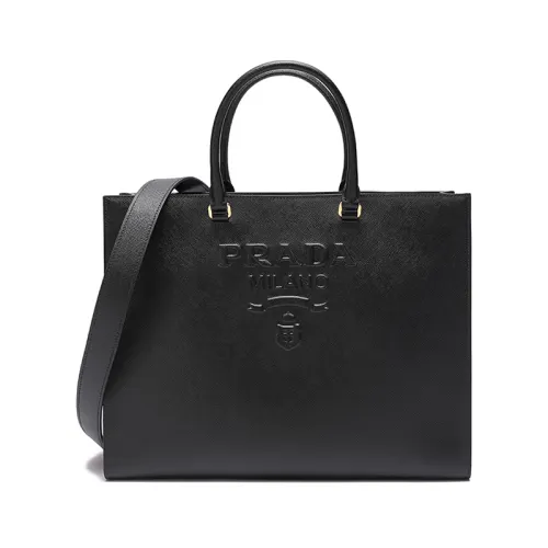 PRADA Leather Tote Bag, Shopping Bag, Shoulder Bag, Handbag Women's Black