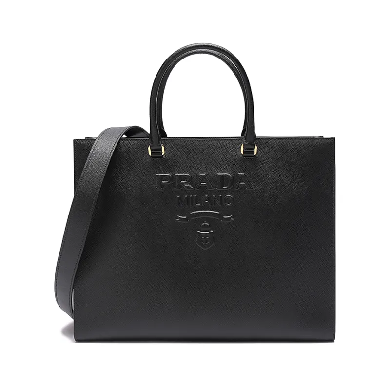 PRADA Leather Tote Bag, Shopping Bag, Shoulder Bag, Handbag Women's Black