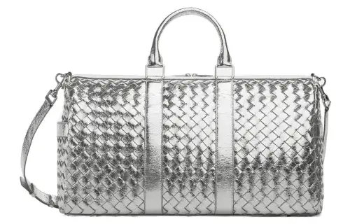 Bottega Veneta Lambskin Shoulder Bag, Crossbody Bag, Handbag, Travel Bag Medium Men's Silver
