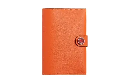 HERMES R.M.S Evergrain Calfskin Passport Holder Men's Flame Orange