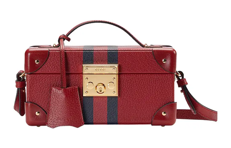 GUCCI Leather Jewelry Box Storage Box Women's Red