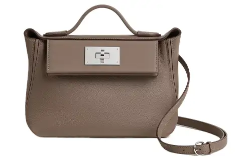 HERMES 24/24 Evercolor & Swift Calfskin Handbag, Shoulder Bag, Crossbody Bag Mini Women's Elephant Gray