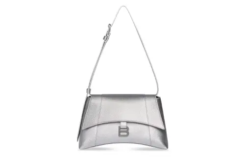 Balenciaga Downtown Cow Leather Portable Crossbody Bag, Shoulder Bag Women's Silver