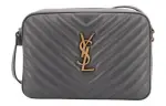 SAINT LAURENT LOU Cow Leather Crossbody Bag, Shoulder Bag Women's Gray