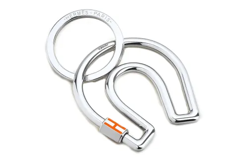 HERMES Cheval Charms Unisex Silver/Orange