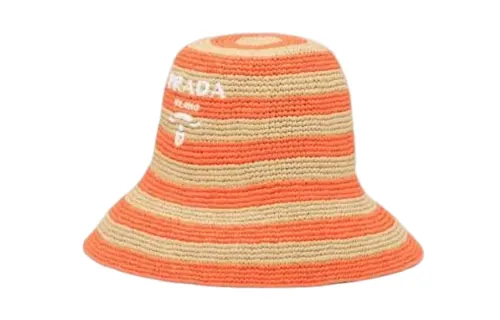 Prada striped raffia bucket hat