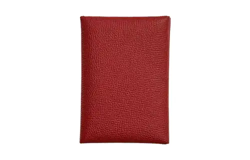 HERMES Calvi Duo Epsom Calfskin Card Holder Mini Women's Venice Dark Red