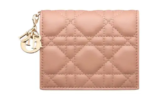 DIOR Lady Dior Soft Lambskin Clutch Card Holder, Wallet Mini Women's Rose Pink