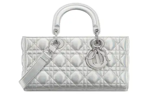 DIOR Lady D Joy Cannage Lambskin Handbag, Shoulder Bag, Crossbody Bag, Handbag Medium Women's Silver