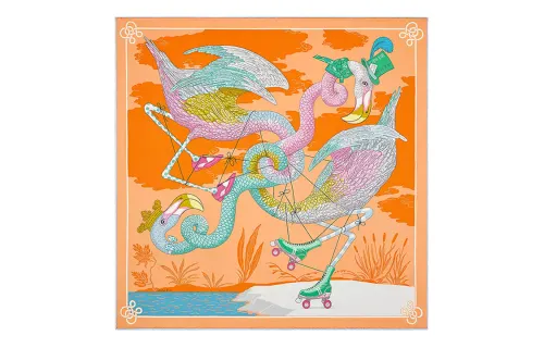 HERMES Tied Up In Knots Scarves Women's Orange