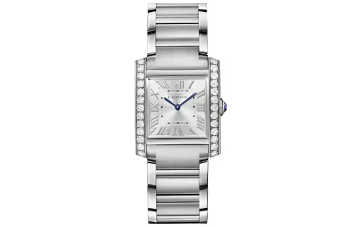 CARTIER TANK DE Quartz Movement 30m Waterproof Women's Watch 32mm 32*27mm Silver Dial Stainless Steel Case