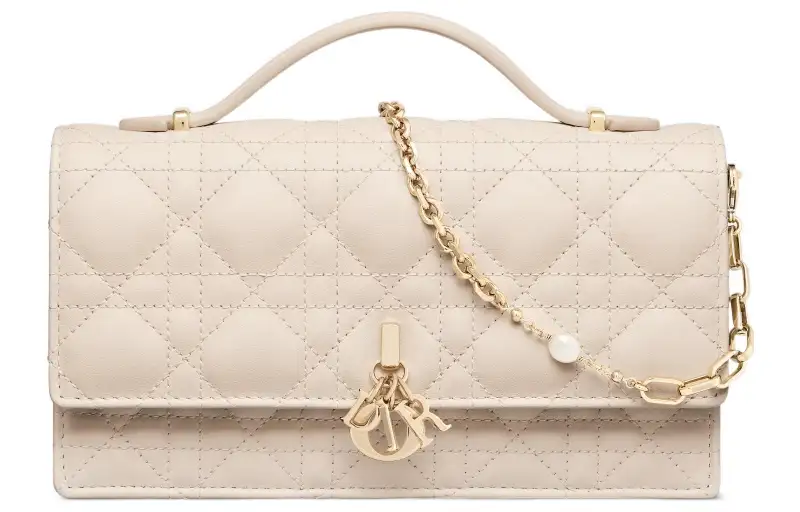 DIOR Sheepskin Shoulder Bag, Crossbody Bag, Handbag Mini Women's Ivory White
