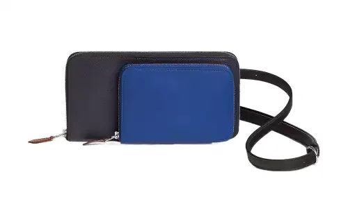 HERMES Nouveau To Go Epsom Calfskin With Swift Calfskin Wallet Women's Royal Blue & Black
