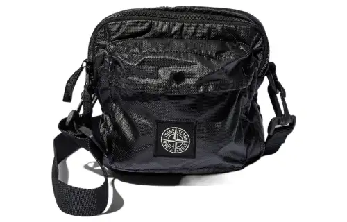 STONE ISLAND Cotton Crossbody Bag, Shoulder Bag Unisex Black