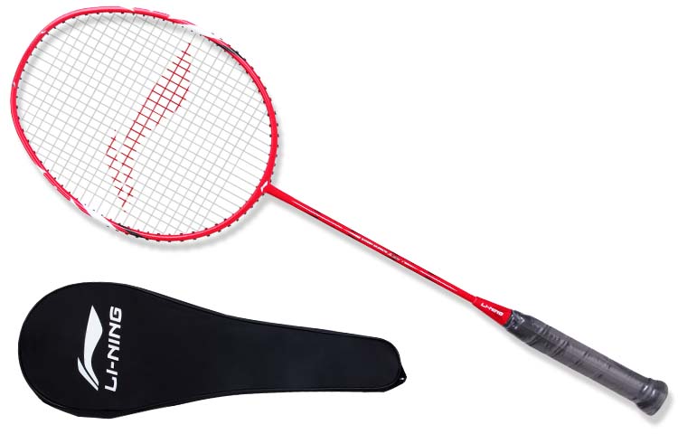LiNing Full Carbon Badminton Rackets Offensive Type Heavy Head, Stiff Shaft Entry level Approx. 675mm Single Racket Red