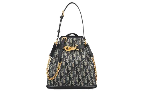 DIOR C'est Dior Oblique Print With Cow Leather Shoulder Bag Women's Blue