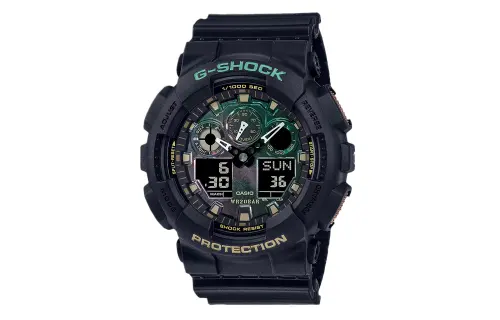 CASIO Men Liquid Crystal/Analog Dual Display Series Black Watch GA-100RC-1APR