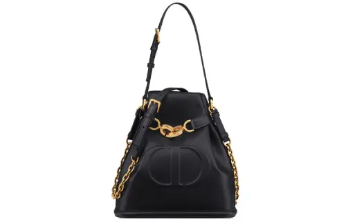 DIOR C'est Dior Old Cow Leather Bucket Bag, Handbag, Shoulder Bag Women's Black