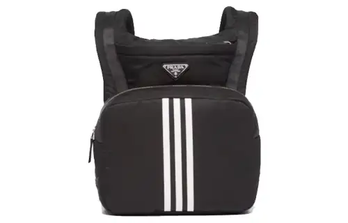 PRADA PRADAxADIDAS Collaboration Recycled Nylon With Leather Backpack Small Unisex Black