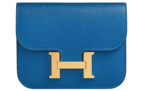 HERMES Constance Slim Gold tone Lock Evercolor Calfskin Wallet, Card Holder, Fanny Pack Women's