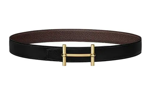 HERMES Togo Leather Belts Men's Width 3.2cm