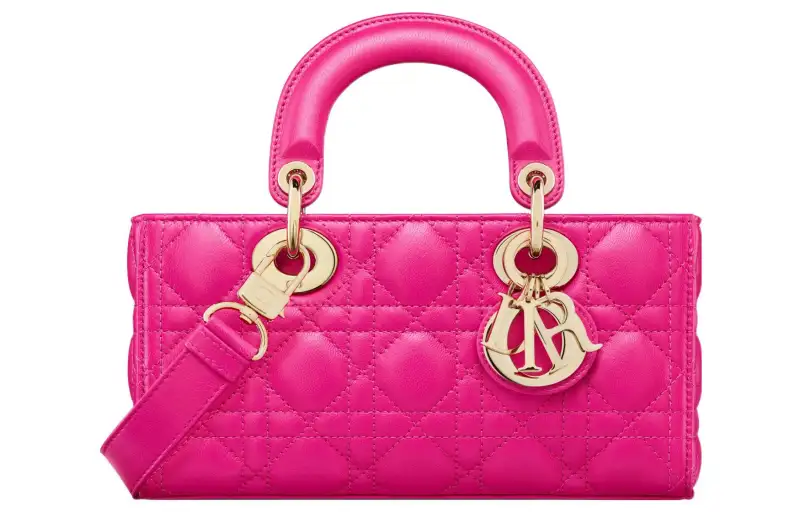 DIOR Lady D JOY Sheepskin Handbag, Shoulder Bag, Crossbody Bag, Handbag Small Women's Rose Red