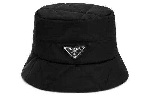 PRADA Triangle Logo Plaque Puffer Hat