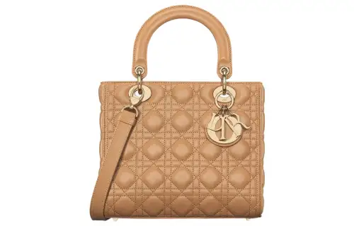 DIOR Lady Dior Sheepskin Handbag, Shoulder Bag, Crossbody Bag, Handbag Medium Women's Bronze