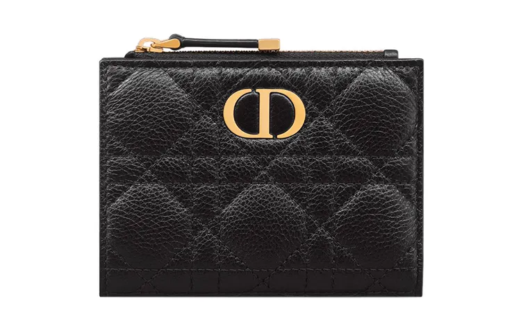 DIOR Caro Calfskin Wallet Women's Black